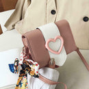 Fashion Hit Color Women Crossbody Bag Scarf PU Leather Shoulder Bags (Pink)