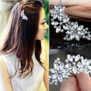Women Bride Flower Headwear Rhinestone Barrette Crystal Hair Clip Bobby Pin MO