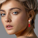 Christmas Earrings Santa Claus Tassel Long Dangles Ear Jewelry (Style 1) A