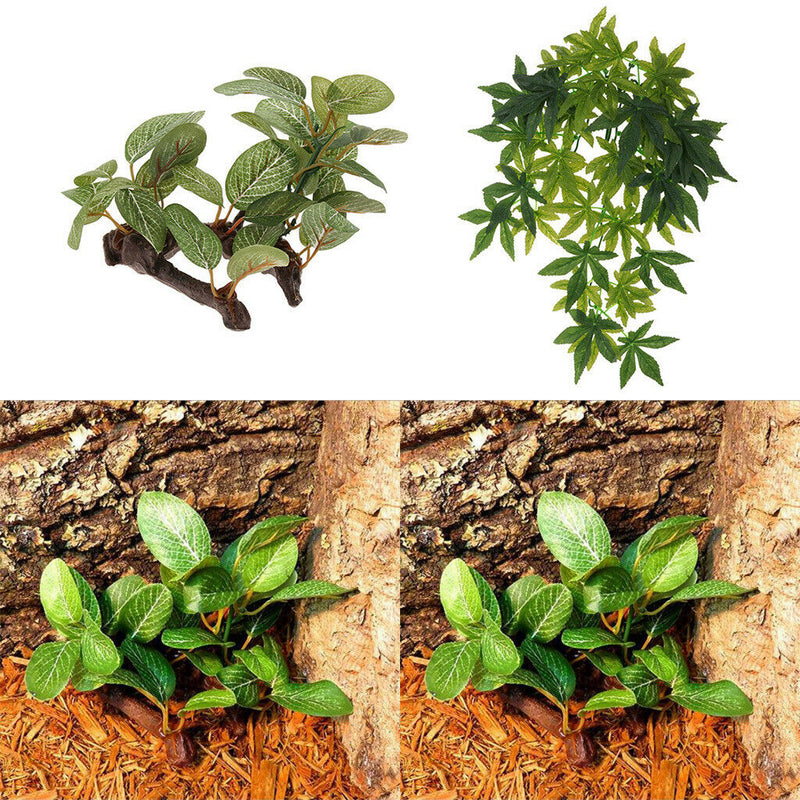 Set of 2, Artificial Plants Climbing Hiding Jungle Vines Pet Habitat Decor for