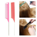 2pcs Fine Tooth Highlighting Foiling Comb Pin Tail Combs Hair Coloring Pink