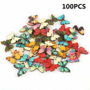 Bulk 100Pcs Mixed Butterfly Shape Wooden Sewing Buttons Scrapbooking 2 Holes