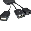 USB 2.0 HUB Splitter 3 Port Way Micro USB Black 19Cm NEW