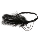 1920s Flapper Feather Headband/Women Rhinestone Beaded Headpiece/Bohemian Style