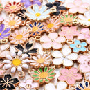40pcs Alloy Enamel Assorted Mixed Daisy Flower Pendant Charm Jewelry Accessories