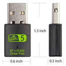 600Mbps WiFi Dongle and Bluetooth For PC Laptop Dual New USB Adaptor 8821CU F2Z6