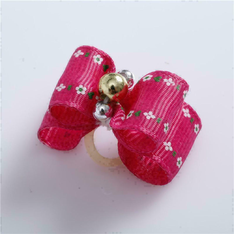 Assorted Pet Cat Dog Hair Bows Rubber Band Animal Grooming Accessories-1pc O4V2