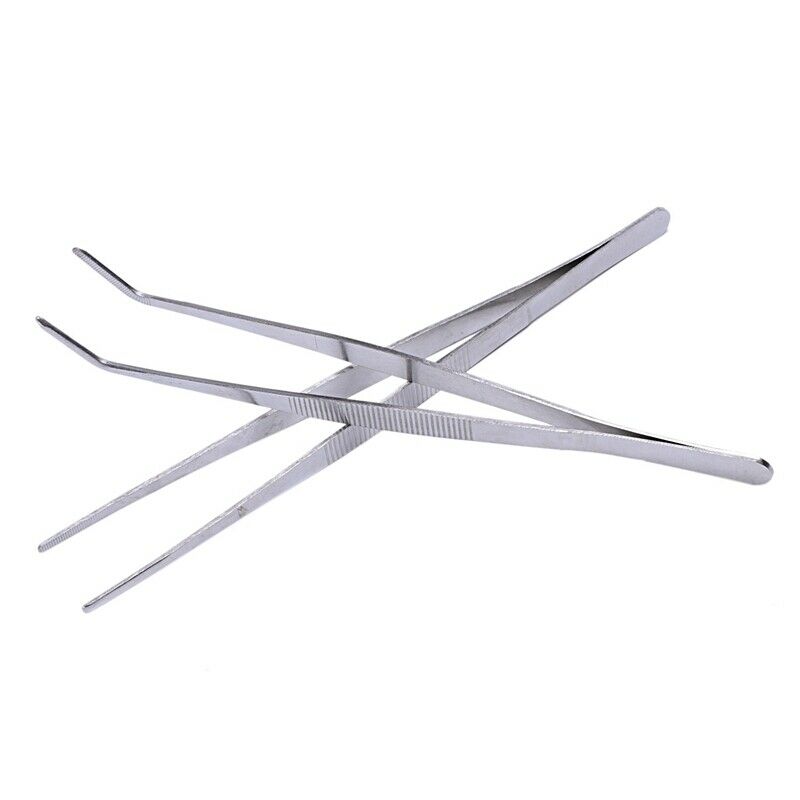 Stainless Steel Straight and Curved Nippers Tweezers Feeding Tongs for Rept D7R4