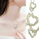 Delicate Zircon Footprint 2 Hearts Pendant Necklace for Couple Fashion Jewe R7R2