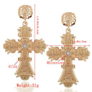 Fashion Big Cross Pendant Earrings Bohemian Flower Ethnic Style Retro Long