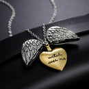 Necklace Love Heart-shaped Wings Double Sided Lettering Clavicle Chain for Women