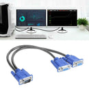 VGA Splitter Cable 1 Computer to Dual 2 Monitor Male to Female Wire (Blue)