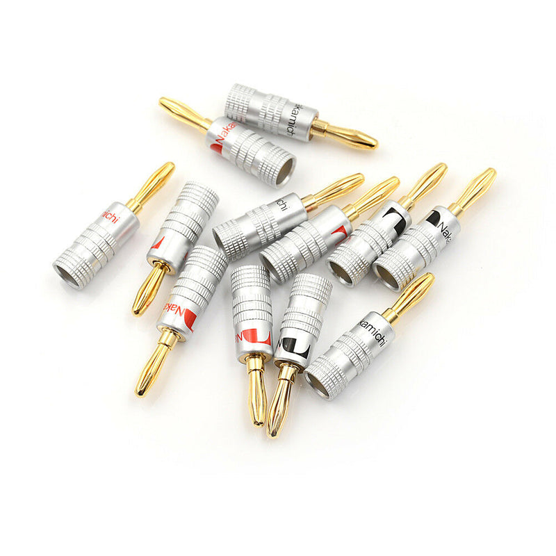 12Pcs Golden Nakamichi Speaker Banana Plug Connector Adapter Connectors OhB Gw