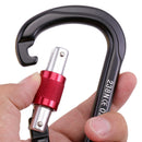 24KN Screw Locking Carabiner For Mountaineering Rock Climbing - Black