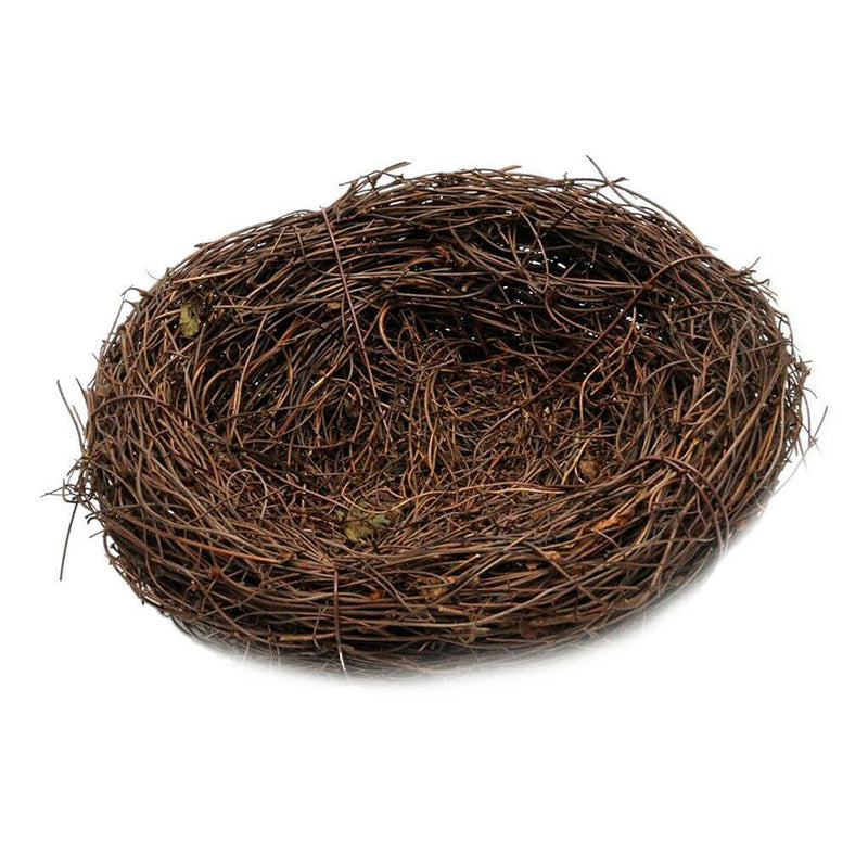 2x Brown Rattan Bird Nest Photo Props Garden Ornament Holiday Decoration