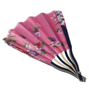 Chinese Japanese Fabric Bamboo Folding Hand Held Fan Pink