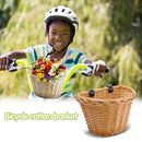 Children Bicycle Basket Handle Bar Wicker Woven Carrier Cycling Bags (L)