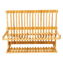 Wooden Dish Rack Plate Rack Collapsible Compact Wood Tableware Holder Rack