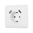 Electrical Wall Socket Double USB Port 220-250V 16A Socket Power Outlet A