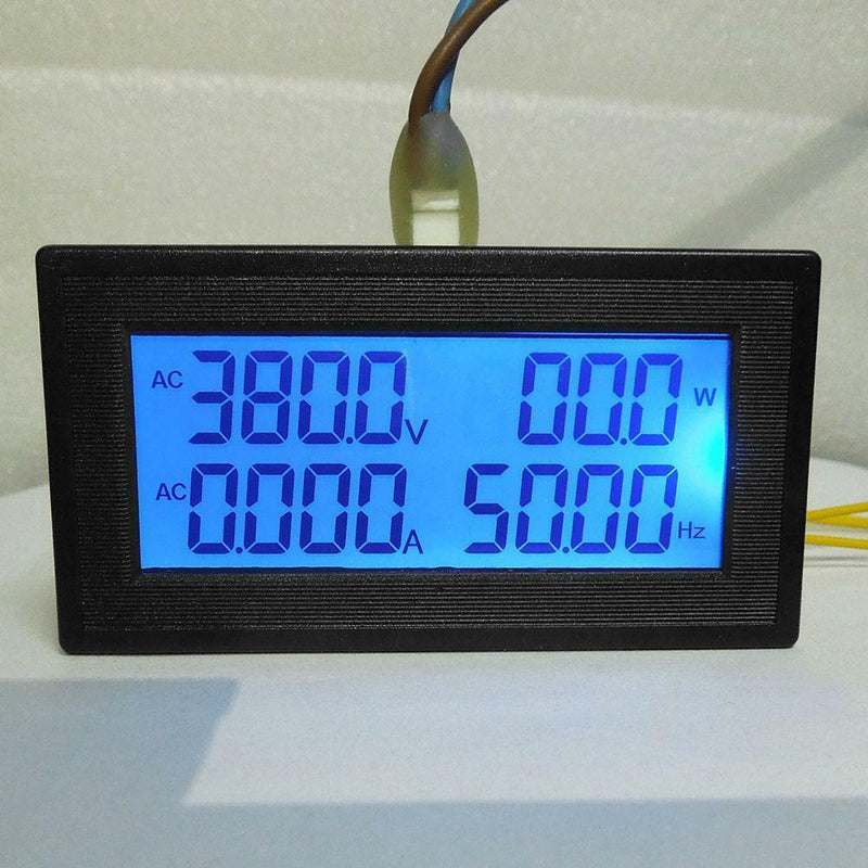 6in1 AC60-500V/100A Blue Backlight LCD Digital Power Multifunctional Panel Meter