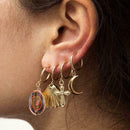 4pcs/Set Cute Seashell Rose Flowers Moon Love Heart Dangle Earrings Drop Cr X8F3