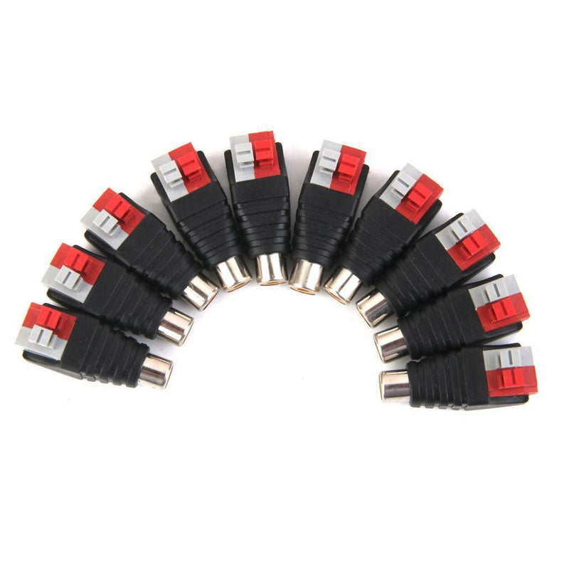10x Speaker Wire Cable to Audio Female RCA Connector Adapter Plug
