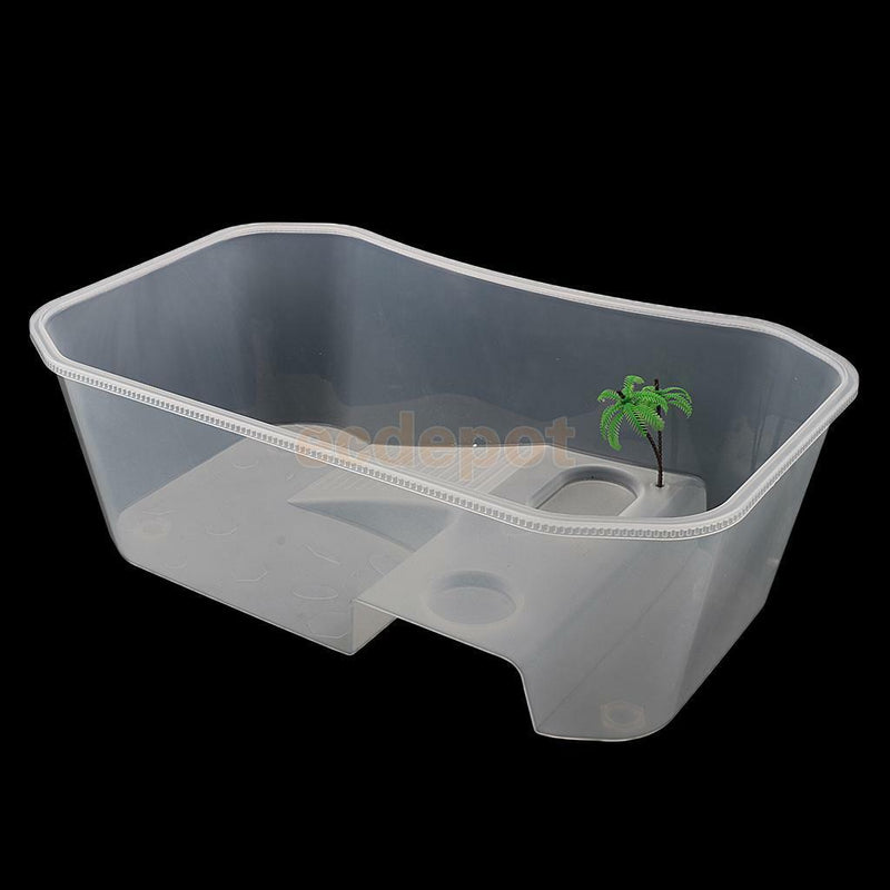 Reptile Tortoise Turtle Vivarium Tank Fish Aquarium with Coconut Tree White