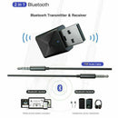 USB Bluetooth 5.0 Transmitter Receiver Stereo Audio Adapter AUX 3.5mm TV CAR PC@