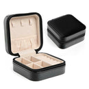 Portable Earrings Rings Storage Box PU Leather Jewelry Display Case (Black)