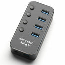 Aluminum Alloy Multifunctional 4 Port USB 3.0 HUB Independent Switch LED In