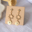 Women Crystal Sun Ear Stud Dangle Hook Drop Earrings Jewelry
