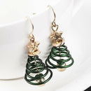Women Star Christmas Tree Earrings Dangle Hook Ear Drop Green Pendent Xmas Gifts