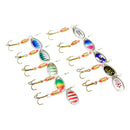 Pack Of 10 Metal Colorful Sequins Baits Artificial Lures With Treble Hooks