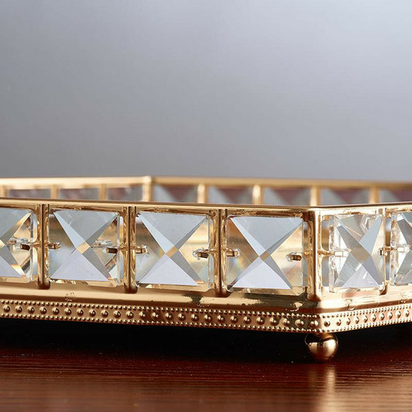Crystal Mirrored Tray Cosmetic Vanity Jewelry Organizer Wedding Home Decor