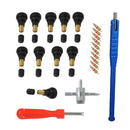 23pcs/set Car Valve Core+Valve Stem+Core Remover+Plastic Stem Puller+4 Way Tool