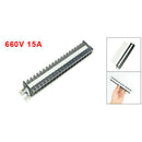 660V 15A Aluminum DIN Rail Base 20 Position Screw Terminal Barrier Strip