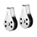 2pcs Durable Fixed Eye Pulley Block 316 Stainless Steel Pulley Roller Boat
