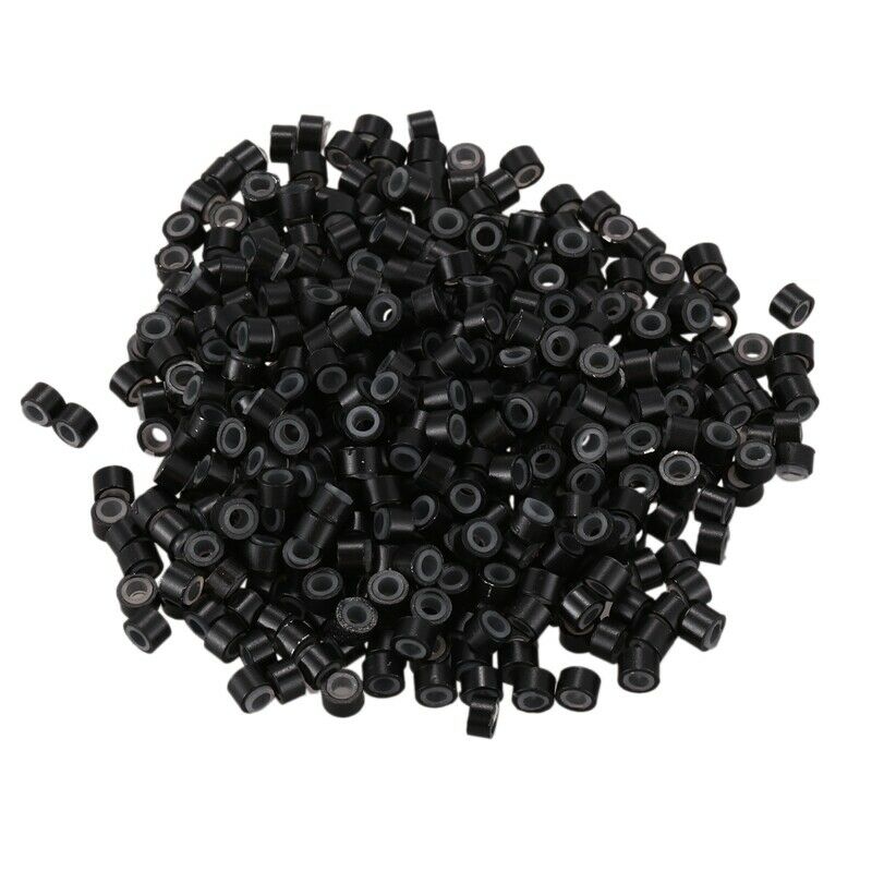 500 Pcs Black 5mm Silicone Lined Micro-ring Links Beads for I Stick Hair Ex V2R5