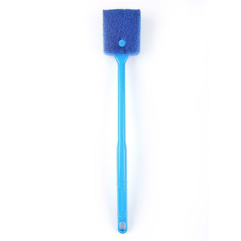 Long Handle Fish Tank Glass Wipe Plastic Sponge Algae Glass Cleaner (Blue) A