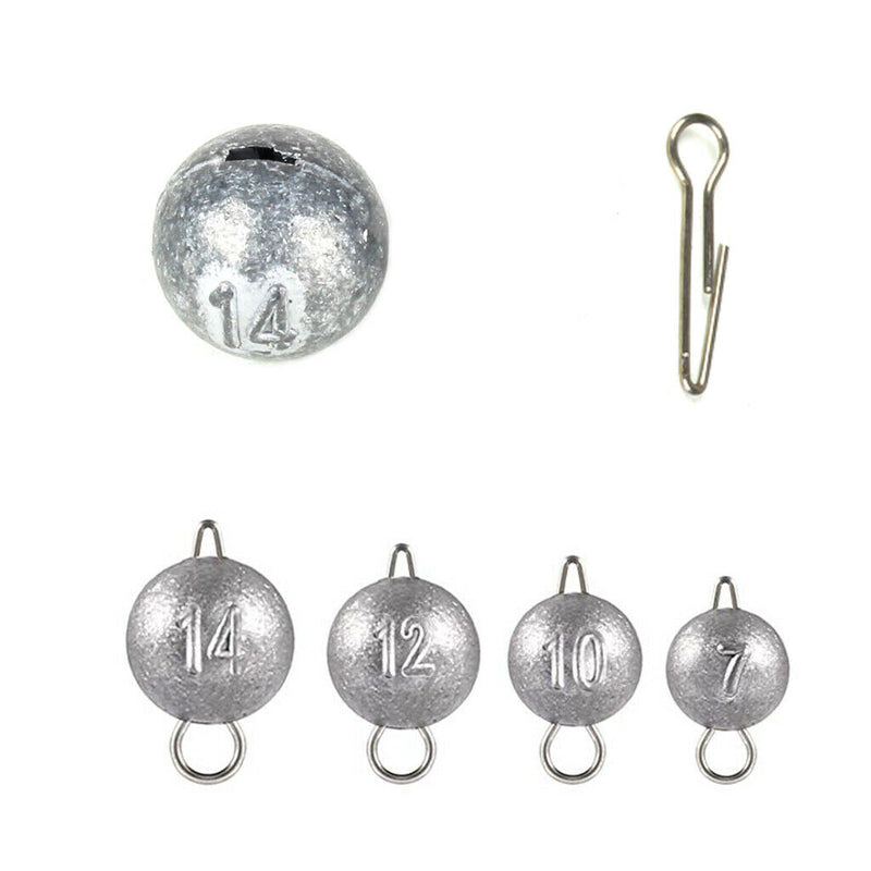 Fishing Weights Sinkers Kit 4 Sizes Cannonball Quick Insert With Tackle Box