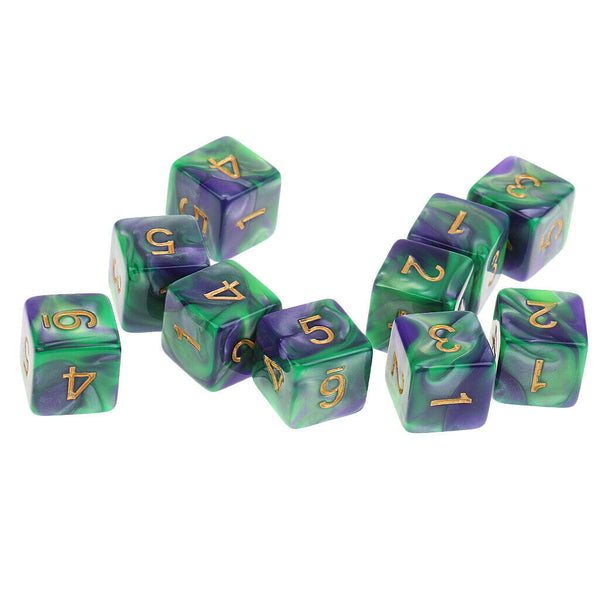 10pcs 6 Sided Dice D6 Polyhedral Dice for Dungeons and Dragons Table Games