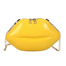Lips Women PVC Handbags Chain Messenger Bags Shoulder Party Clutch (Yellow) SN9F
