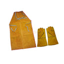 Welder Apron Heat Insulation Cowhide Leather +1 Pair Yellow Welding Gloves