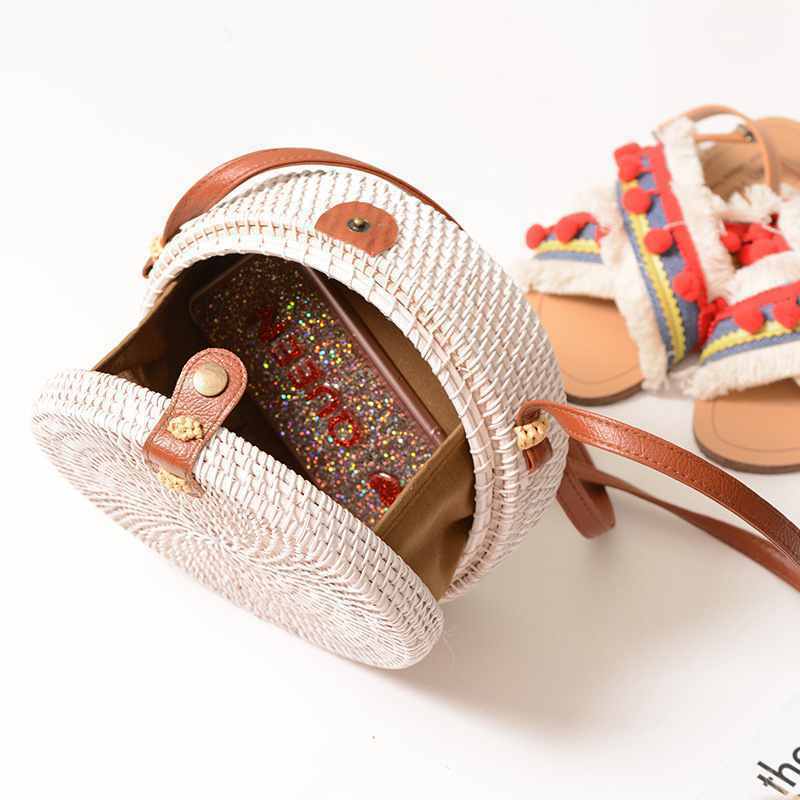 Summer Woven Straw Bag Rattan Brown Black White Bohemia Beach Bag Handmade  Y5U9