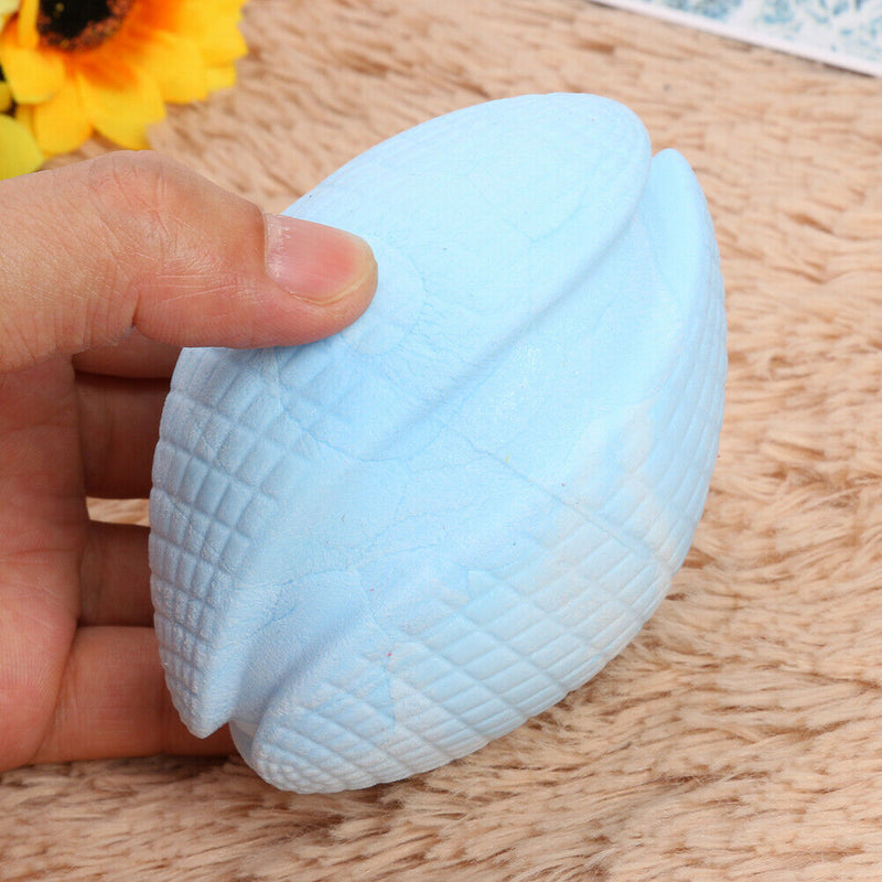 Pet Rugby Shape Chew Toys Dog Bite Tooth Clean Interactive Balls (Blue) A