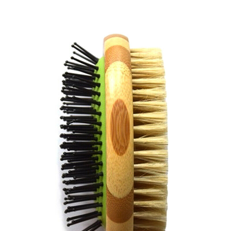 Pet Comb Professional Double Sided Pin Bristle Bamboo Brush Grooming Comb FT