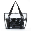 Set 2PCS Women's Handbag Tote Shoulder Bag Transparent PVC Black Fashion