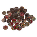 50Pcs Mixed Wooden Wood Buttons 2 Holes 15mm Sewing Scrapbooking DIY Crafts