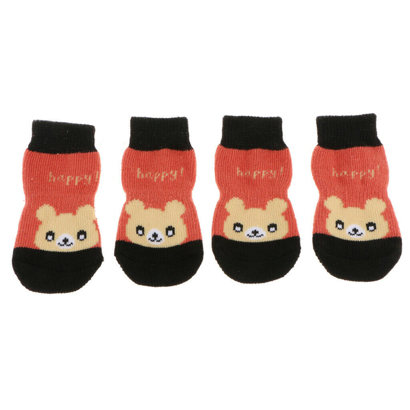 2 Pairs Cotton Anti-Slip Dog Socks, Pet Paw Protection for Indoor Wear - Knitted