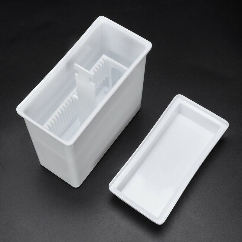 2 in 1 White 24 Pieces Microscope Slides Staining Rack Dish Set H4Q1
